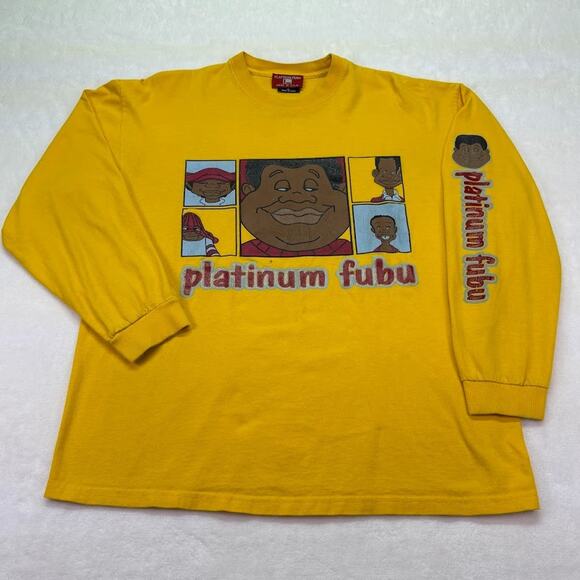 FUBU Platinum Faces of Fat Albert Long Sleeve Mustard Yellow Size XL Streetwear - Picture 1 of 13